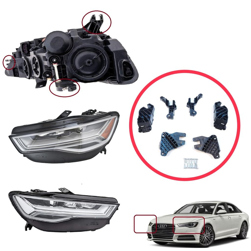 EHL540+EHL541 Headlight Holder Mount Repair Bracket Tab Set Left Right for  A6 C7 4G Avant Sedan A6L Allroad Quattro S6 4G0998121A 4G0998122A