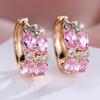 1 пара золотых серег принцессы овальной огранки с розовым камнем, висячие серьги-крючки, свадебные украшения, подарки