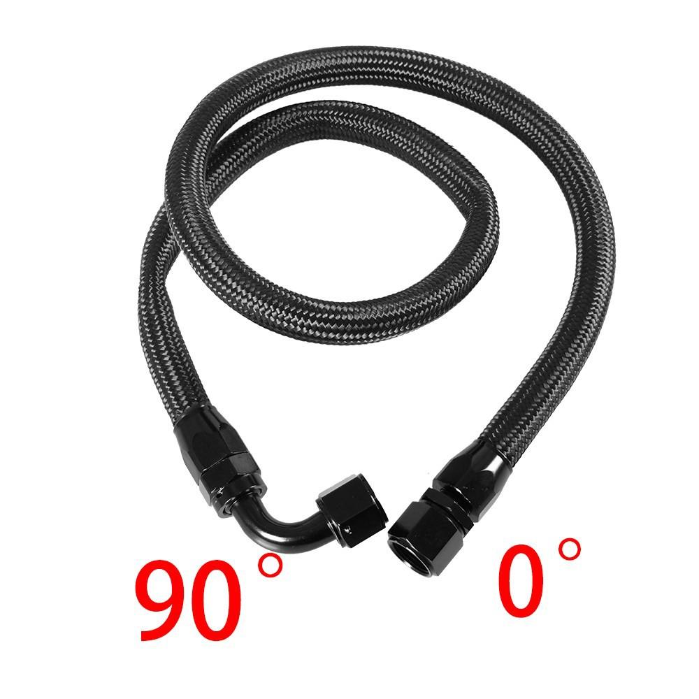 1M AN10 10AN черные плетеные фитинги для масла и топлива, конец шланга 0+90 градусов, 90+90 градусов, комплект масляных адаптеров, шланг для масла и топлива