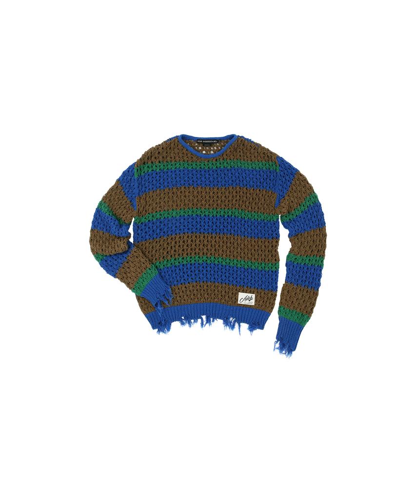 ADSB ANDERSSON BELL Unisex Daisy Striped Boat Neck Sweater Atb1239U(Blue/Green)