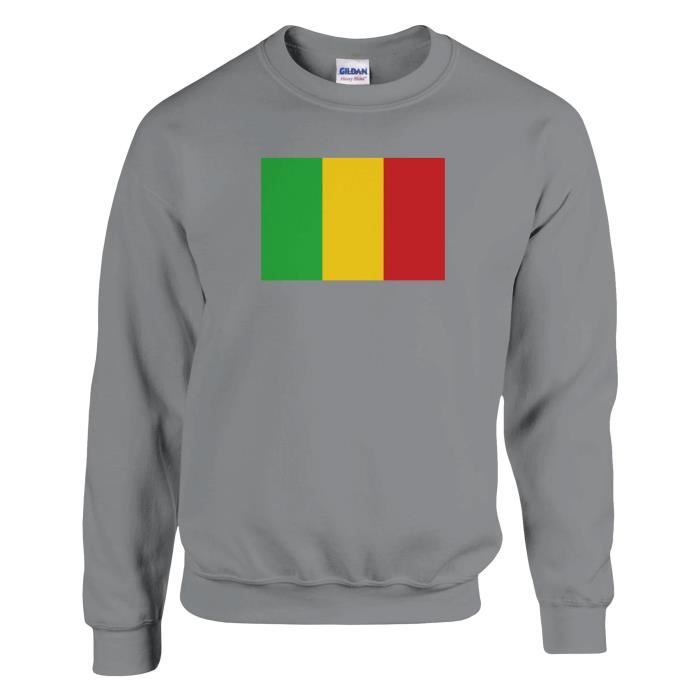 Sweat-shirt - PIXELFORMA - Drapeau du Mali - Gris - Manches longues - Mixte