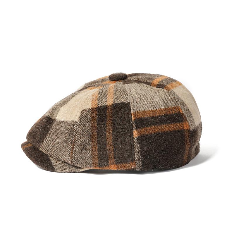 Клетчатая кепка газетчика мужская ретро твидовый берет англо-американская восьмиугольная кепка осенне-зимняя шляпа