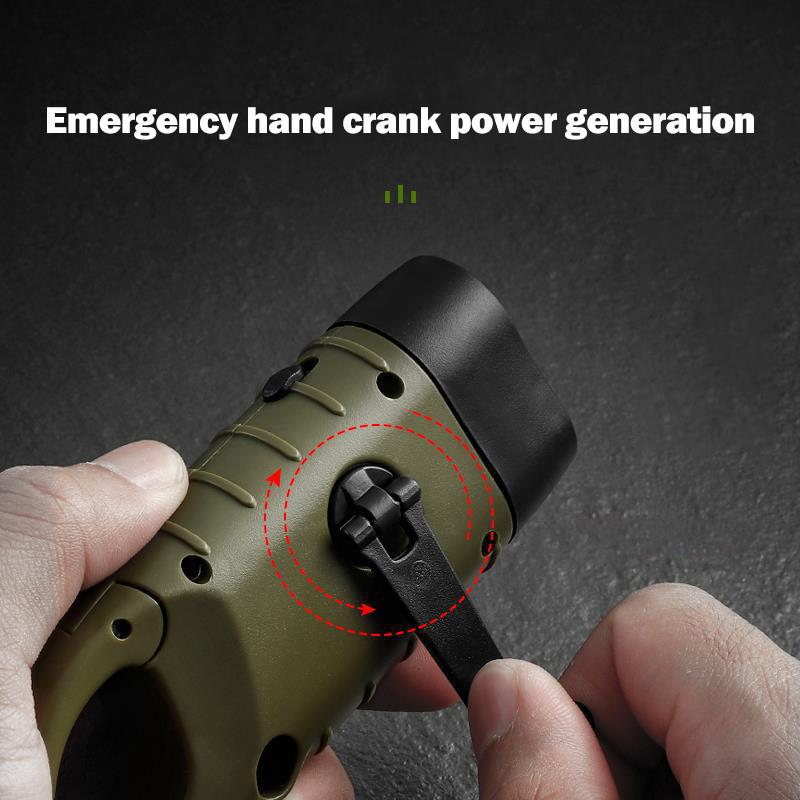 Rechargeable For Fishing Boating Hiking Survival Gear Power Bank Solar Flashlight Emergency Hand Crank Dynamo Led Flashlight