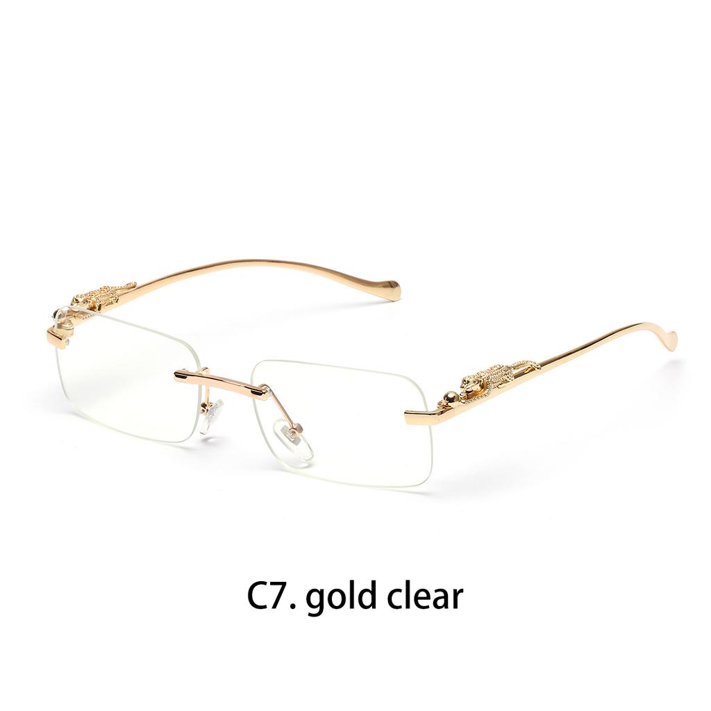 Ruiao Rimless Sunglasses UV400 Fashion Square Metal Glasses for Men Women Designer Man's Brand Sun Glasses Shades for Outdoor