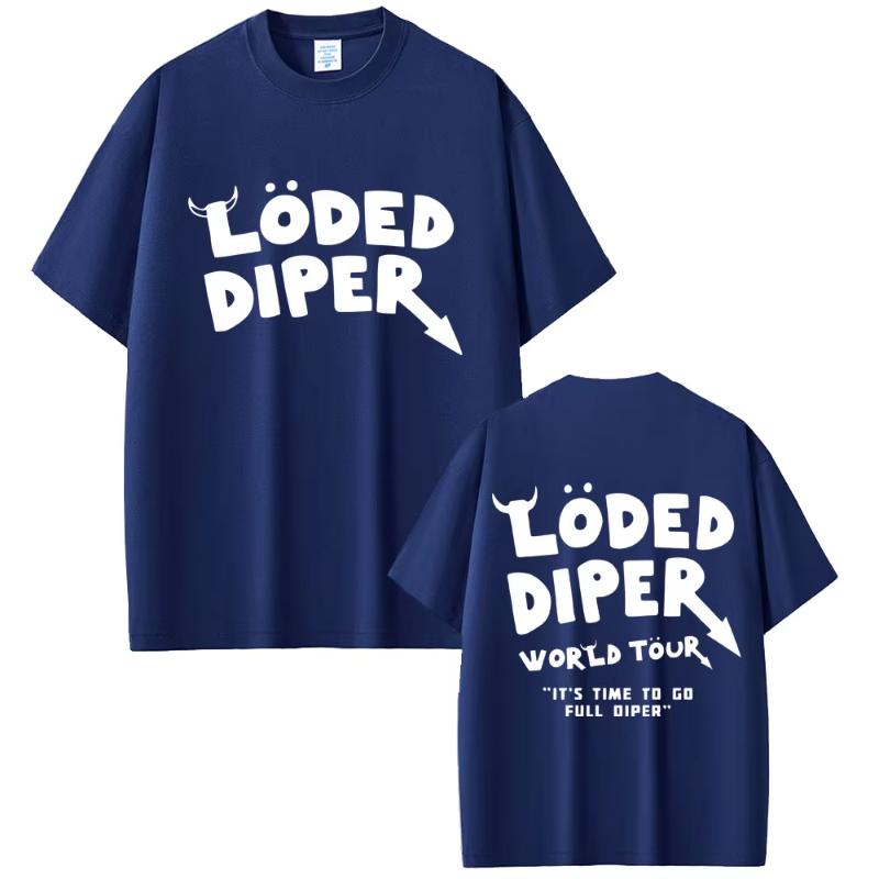 Футболка Loded Diper World Tour Унисекс Женская Одежда Винтажная Рок Оверсайз Футболки с Коротким Рукавом Унисекс Повседневные Хлопковые Футболки
