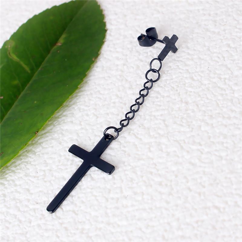 SImple Classic Cross Tassel Pendant Earrings Stainless Steel Fashion Geometric Drop Ear Jewelry Party Gifts For Women Girls