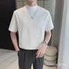Men’s High-End Short-Sleeve T-Shirt: Lightweight, Half-High Collar, Solid Color, Ideal for Spring and Autumn.
