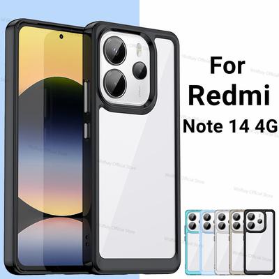 Для Xiaomi Redmi Note 14 4G Чехол Xiaomi Redmi Note 14 4G Чехол Прозрачный ПК ТПУ Противоударный Телефон Задняя Крышка Xiaomi Redmi Note 14 4G