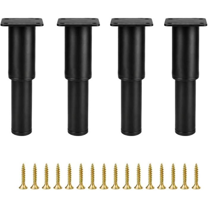 Pied de meuble réglable - RANJI - 8–11,5 cm - Acier - Noir - Embout antidérapant