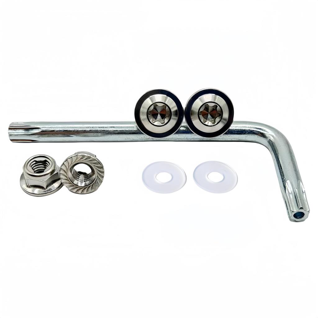Kuroobaa Motorcycle License Plate Bolts Titanium Anti-theft Screws with Hex Lock Nuts M6 Set of 2 (Silver)