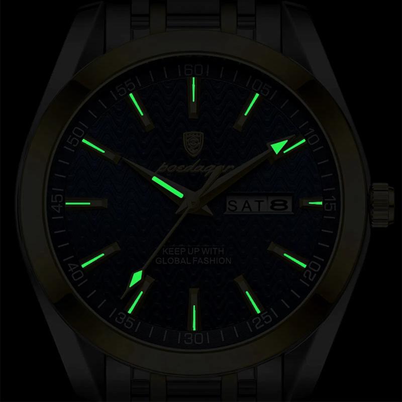 Men's Waterproof Luminous Dual Calendar Watch, Fashionable Quartz Watch Weekly Calendar Display Festival Gift Men's Exquisite Gift Watch