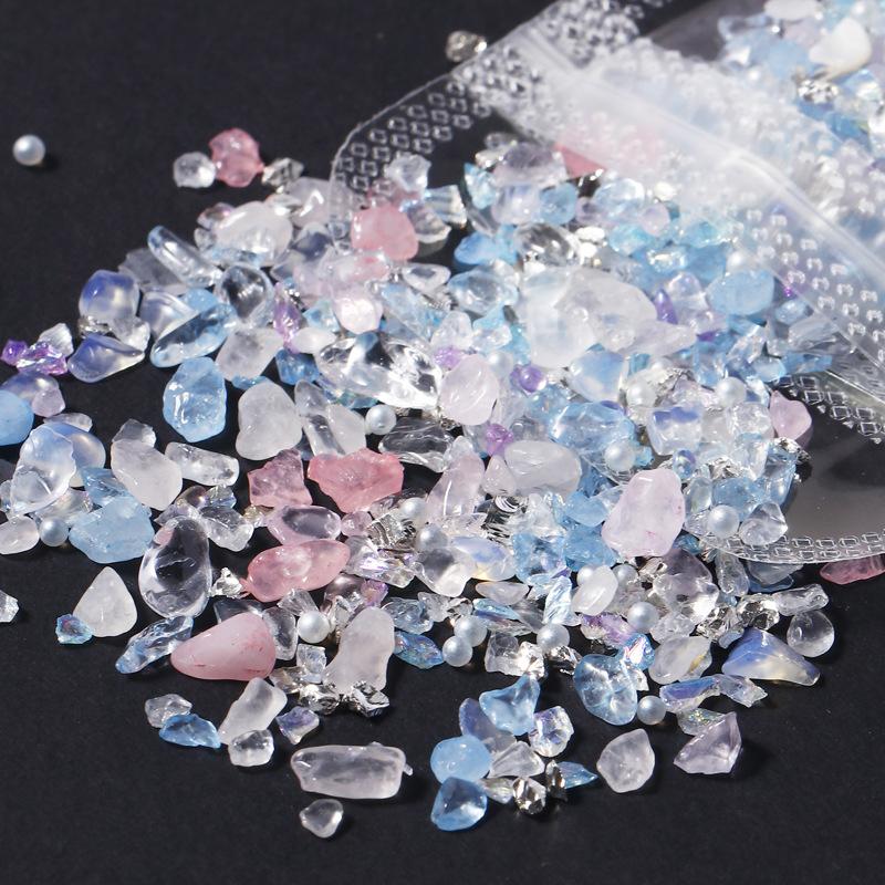 1 Pack Irregular Nail Crystal Gravel Glass Crushed Stones Jade For Nails Decoration Accessories Parts Manicure Rhinestone Charms