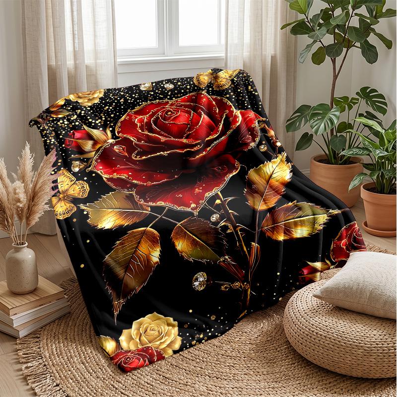 Lion Butterfly Pattern Theme blanket Lightweight Warm Flannel Blanket Decorative Throw Blanket for Home Decoration