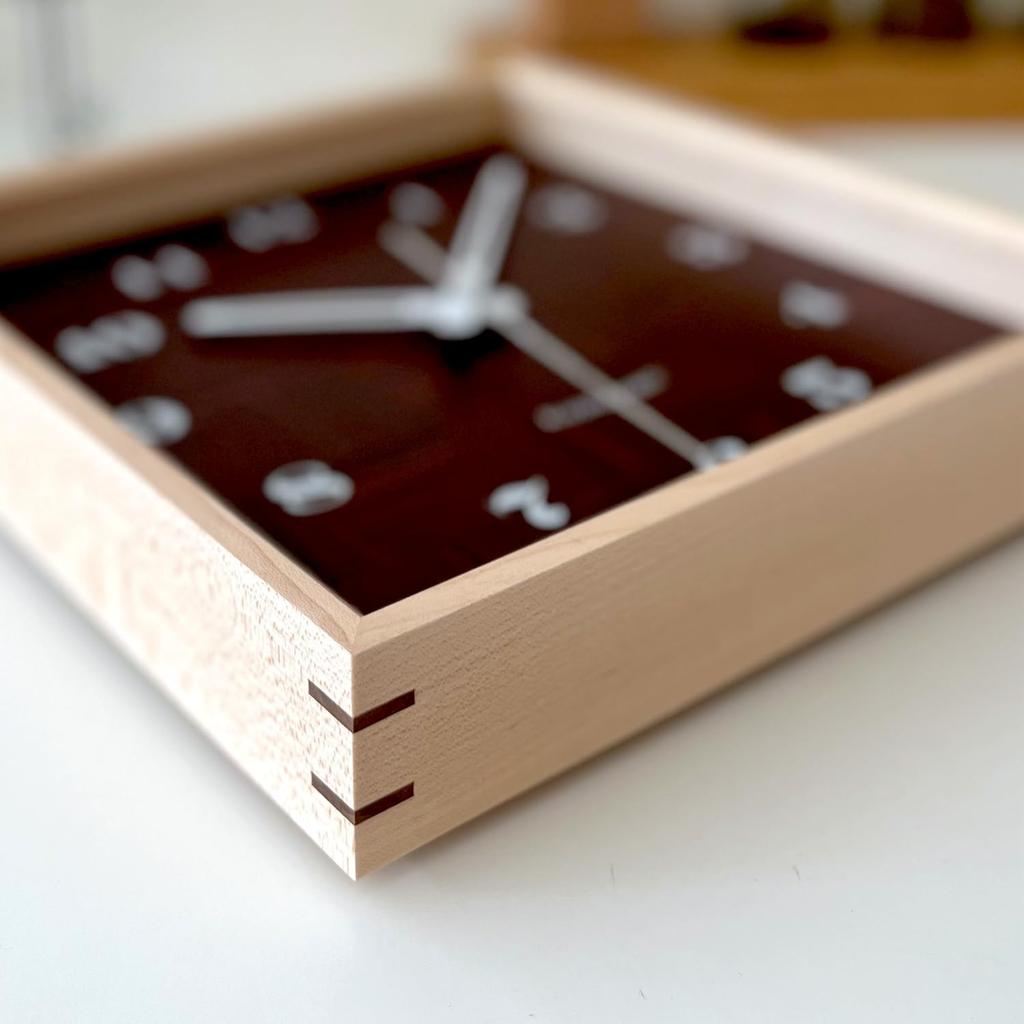 KATOMOKU muku square clock km-144HMRC Wood Maple Wall Clock with Continuous Second Hand (Radio-Controlled Clock)