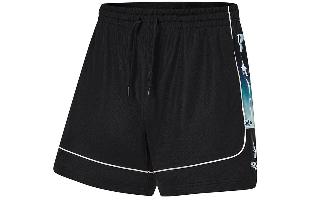 Li Ning X MISTER CARTOON Badfive Баскетбольные шорты Мужские Черный Небесно-голубой AAPT611-1