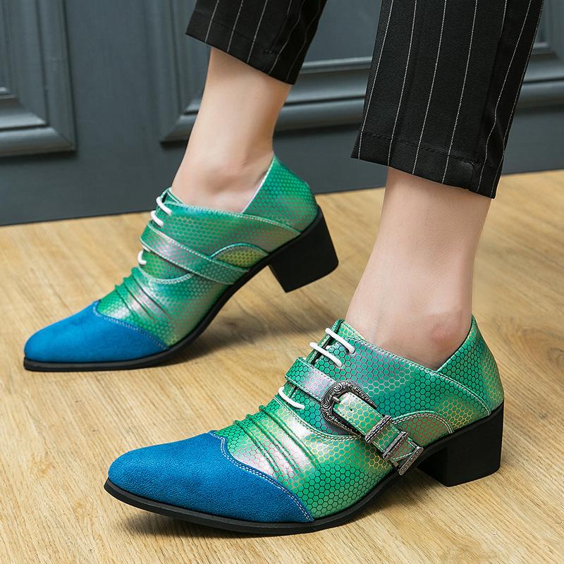 Большой размер подошва на высоком каблуке остроносые мужские туфли размер 38-46 мужские кожаные туфли остроносые британский стилист ночной клуб кожаные туфли