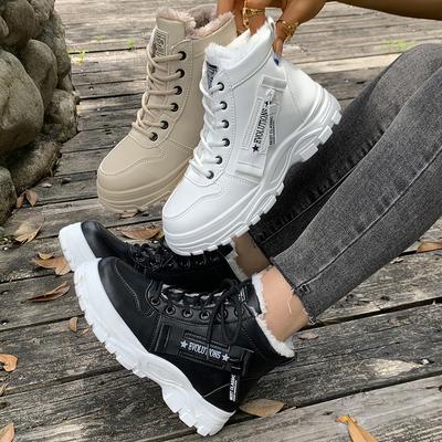 Женские зимние ботинки Новые водонепроницаемые туфли на платформе Спортивные женские теплые хлопковые ботинки с высоким верхом Увеличенная высота Ботильоны