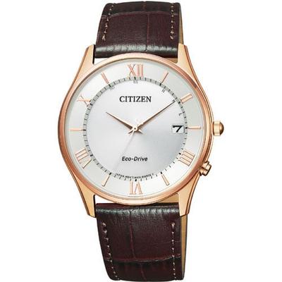AS1062-08A ( Часы CITIZEN COLLECTION Eco-Drive с радиоуправлением и ремешком из кожи теленка с датой, розовое золото/коричневый)