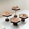Creative Hexagonal Design Walnut Jewelry Display Holder Necklace Ring Tray Showcase Props Earrings Bracelet Storage Accessories for Jeweler Sellers