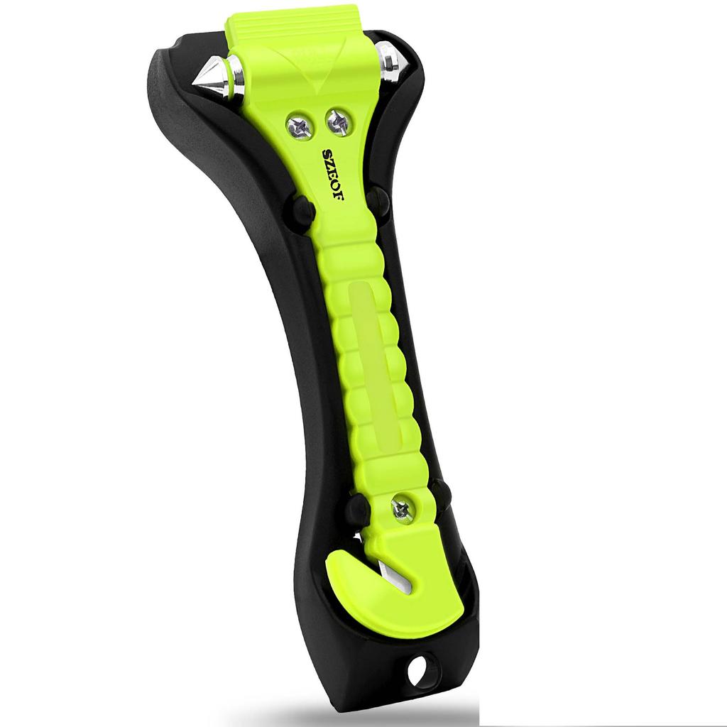 Car Emergency Escape Window Breaker with Reflective Tape and Seat Belt Cutting Hammer, Multifunctional Hammer, Red,Yellow, Pink