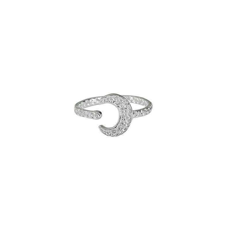 Texture Moon Open Ring Personality Sweet Lava Crescent Index Finger Ring