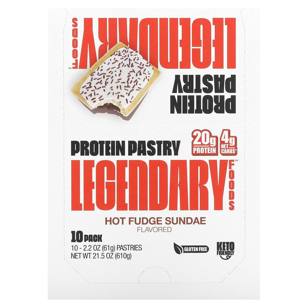 Legendary Foods Protein Pastry, Hot Fudge Sundae, 10 Packs, 2.2 Oz (61 G) Each