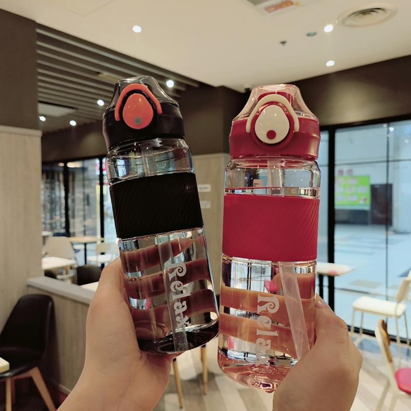 Sports Water Bottle 600ml Portable Gym Travel Clear Leakproof Drinking Bottle
