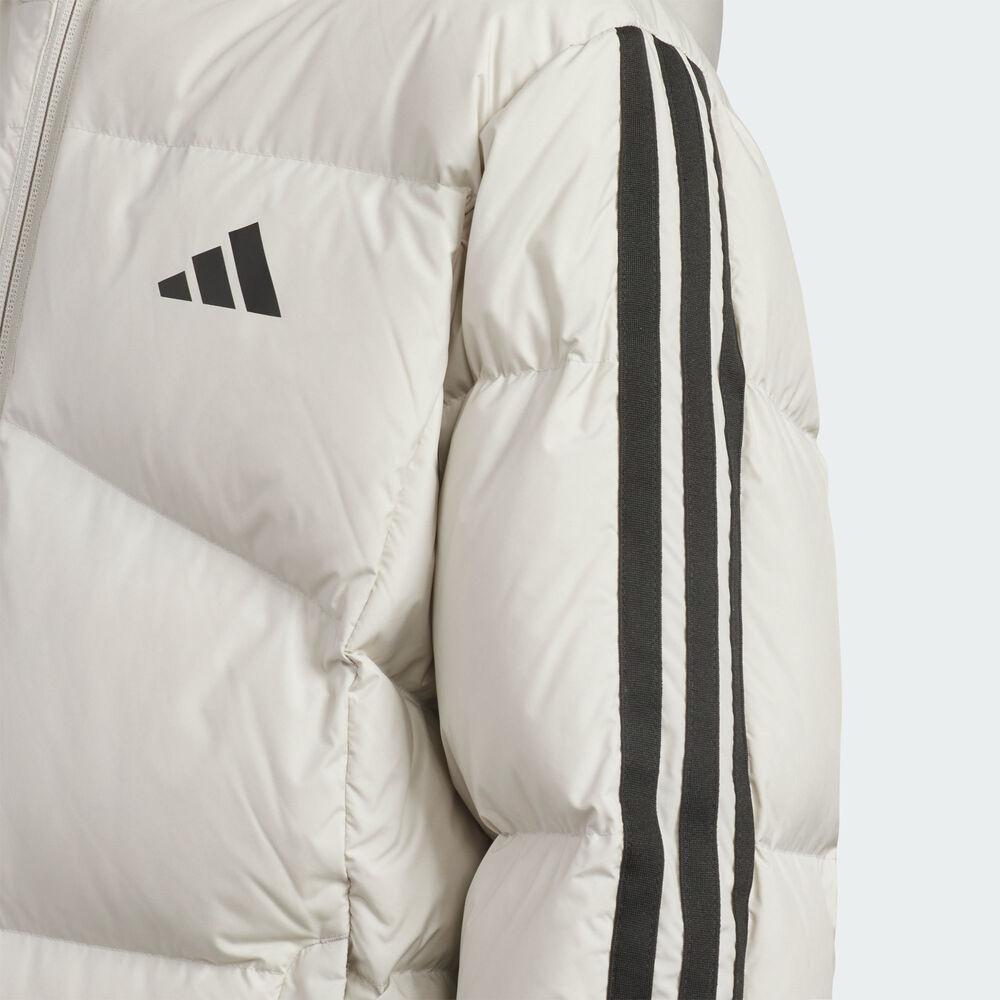 adidas Хлопковая пуховая куртка, полосатая, с капюшоном, на молнии, толстые рукава, детская куртка KB5094