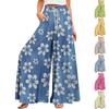 Women's Summer Wide Leg Pants High Waisted Flowing Pockets Fashion Casual Casual Bohemian Printed Beach Pants