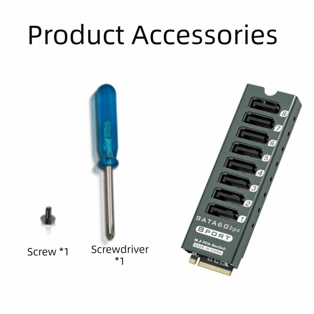 16Gbps Interface SATA Expansion Card 8 Port NGFF SATA Adapter M.2 to SATA Adapter Home Server