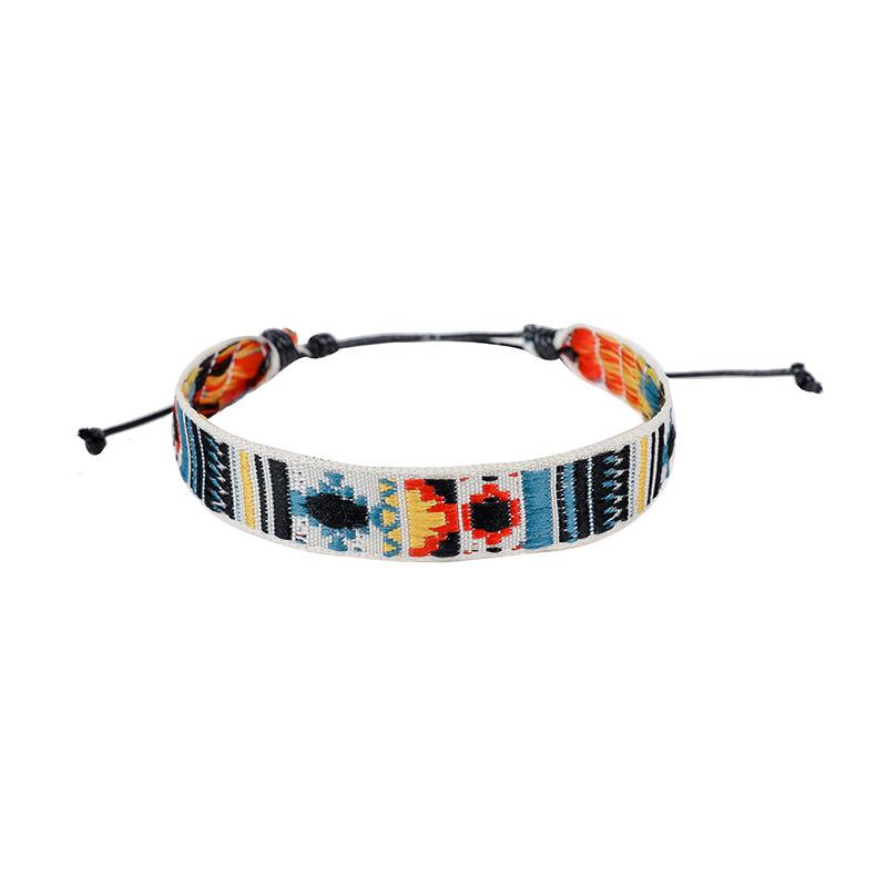 Cross-Border Bracelet Retro Handmade Bracelet Bohemian Printed Fabric Artistic Bracelet Carrying Strap Ethnic Style