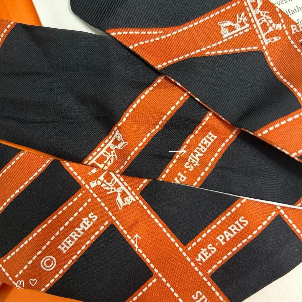 Б/у Твилли HERMES, Лента Болдюк, Шелковый платок, Узор с логотипом