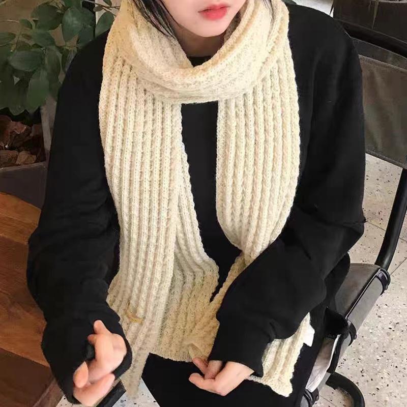 1PC Fashion Knitted Scarf Winter Warm Solid Color Neck Cover Thickening Windproof Vintage Scarf