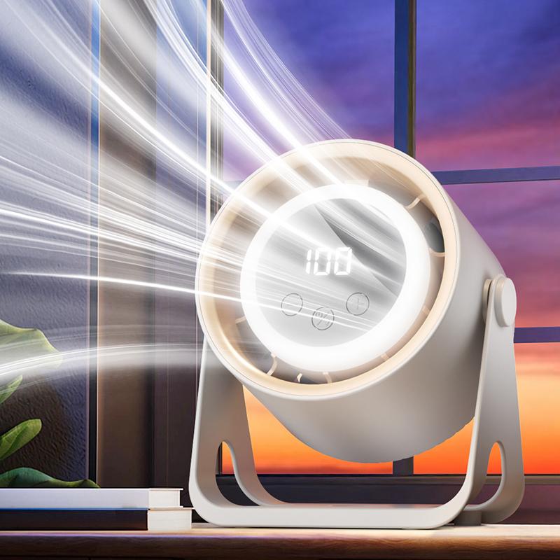 USB Rechargeable Mini Cooling Fan With Digital Screen Portable Wall Mount Desk Fan Quiet Personal Air Cooler For Office Bedroom