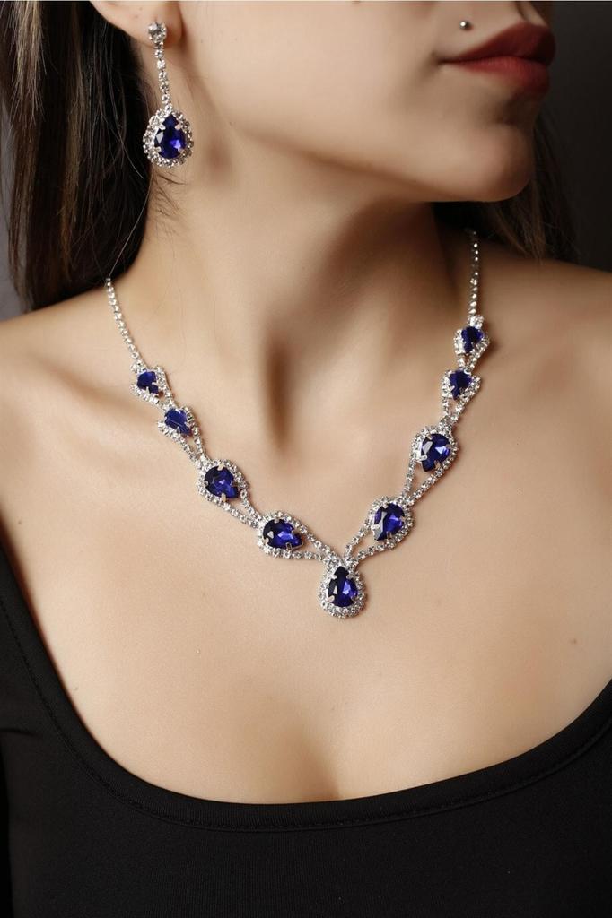 Посеребренный камень Хюррем, ожерелье и серьги, комплект для особых случаев, свадебный комплект, колье