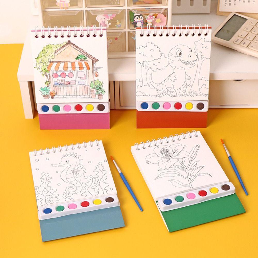 House Watercolor Painting Set DIY Painting Sketch Book Mini Painting Book Kids