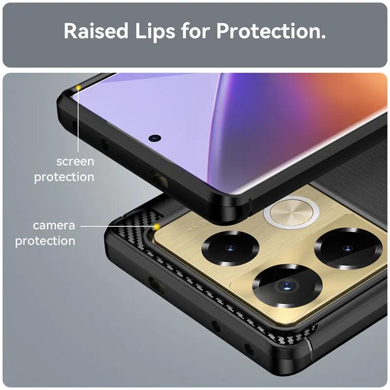 Роскошный противоударный чехол из ТПУ для телефона Infinix Note 40 Pro Plus 4G 5G, текстурированный под щетку, защитный бронированный мягкий чехол
