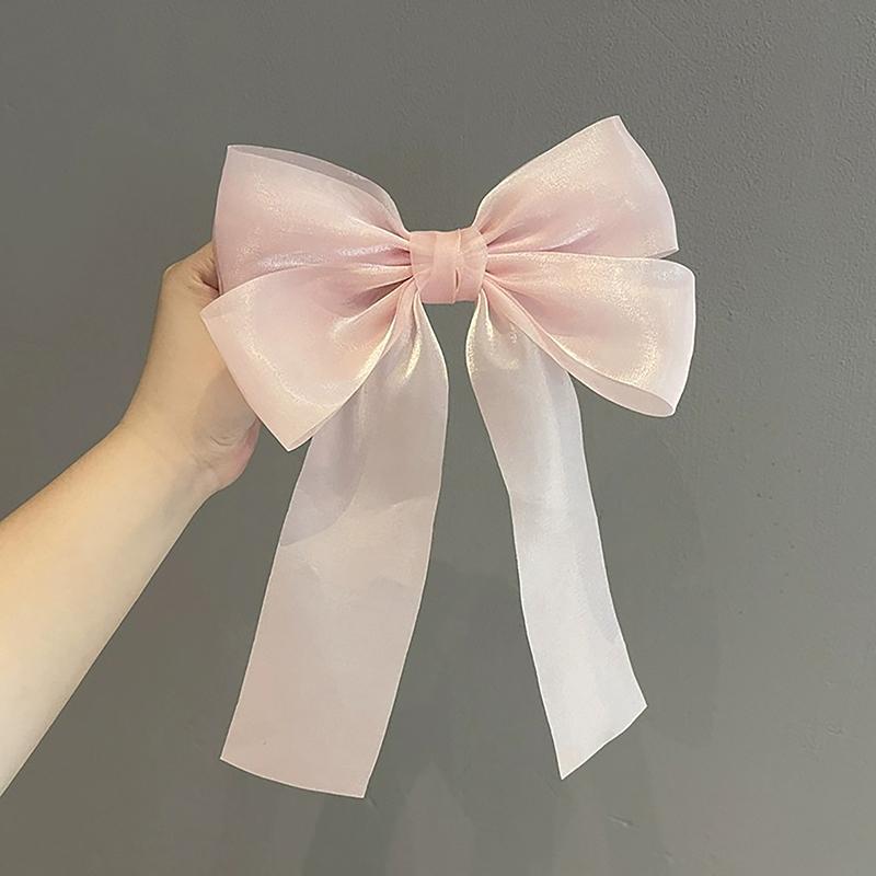 Черно-белая заколка для волос с бантом из пряжи для женщин и девочек, весенняя заколка на затылке, аксессуары для волос