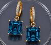London Blue Topaz Earring, 925 Sterling Silver, Square-Cut Gemstone, Handmade Jewelry For Her, Drop Dangle Earring, Birthstone Earring