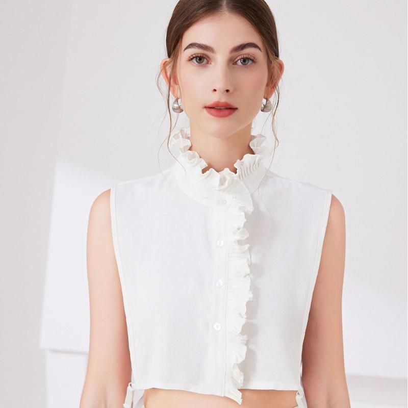 White Ruffle Decorative Collar Elegant Detachable Shirt False Collar Blouse Half Shirt Doll Collar For Women