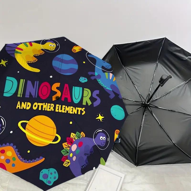 1pc Dinosaurs and Space Elements Umbrella with Plastic Handle,Suitable for All Seasons Home Travel Outdoor UmbrellaDD344