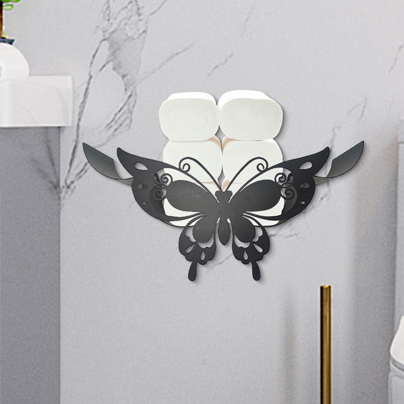 Metal Toilet Paper Holder Hollow Butterfly Holder Stand Cute Space-Saving Tissue Holder Multipurpose Toilet Paper Holder Stand
