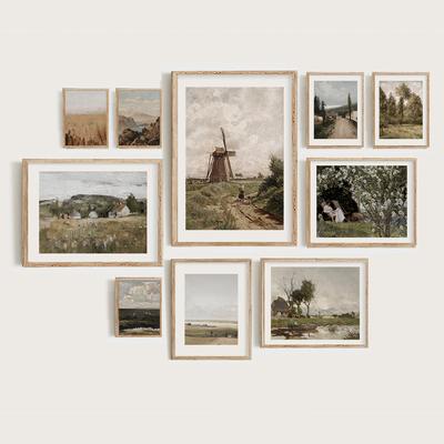 Винтажный настенный художественный ретро-плакат и принты, поле, деревня, природный пейзаж, ветряная мельница, холст, картина для гостиной, скандинавская картина