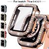 Case+Glass For Apple Watch 44mm 45mm 38mm 42mm 40mm 41mm IWatch Accessories Diamond +Screen Protector For IWatch Series 7 6 5 4 3 2 1
