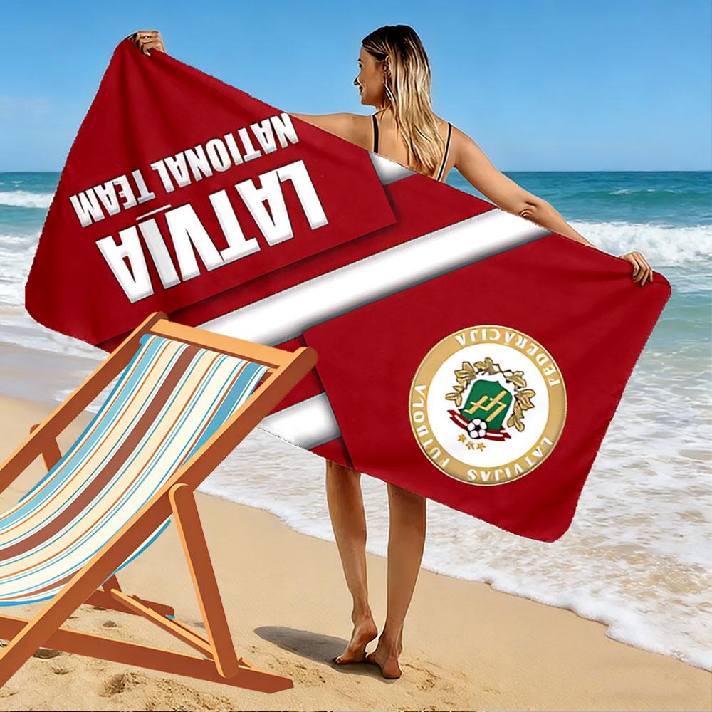 Beach Blanket with Latvia National Football Team, Ultra Soft Quick Dry, Durable Fade Resistant, for Pool Beach Gift