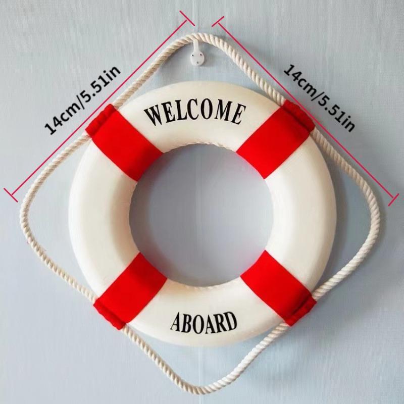Classic Red & Blue Life Buoy Desk Decor, Nautical Ornament - Perfect for Home Office, Shelf, or Maritime Theme Room Styling