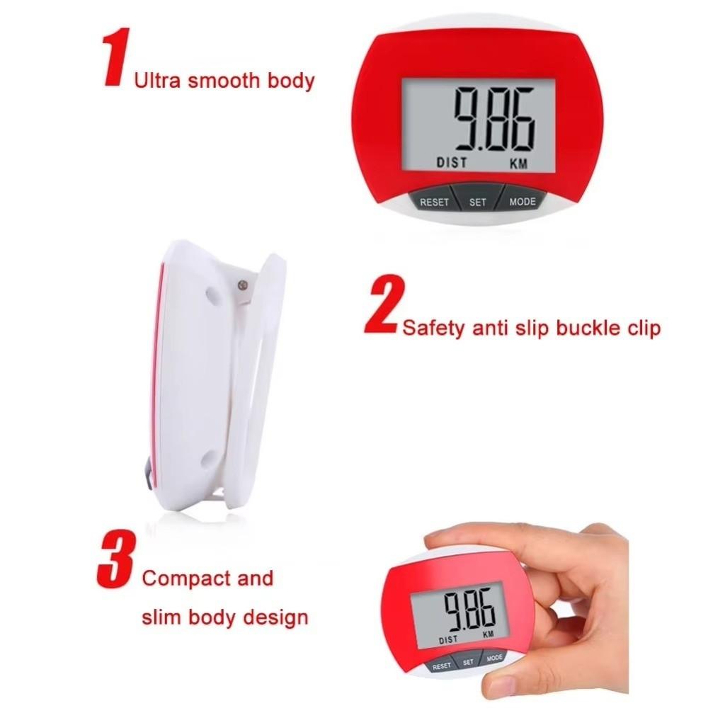 Simple Digital 3D Pedometer Accurate LCD Display Pedometer for Walking Anti-Slip Portable Step Counter Clip Outdoor Activities