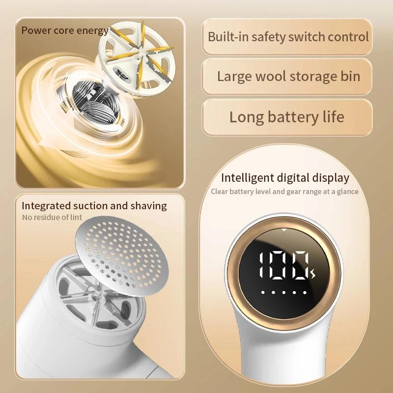Электрический триммер для удаления катышков с USB-зарядкой, интеллектуальный цифровой дисплей, портативная бритва для одежды, 5-скоростная бритва
