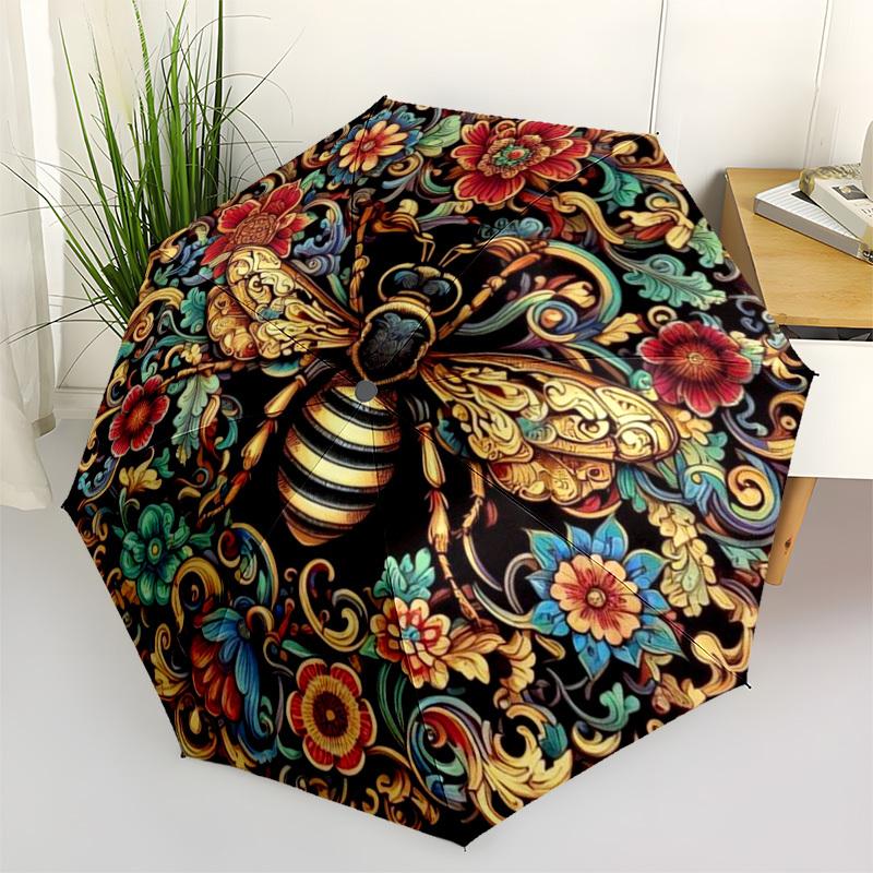 1pc Honeybee Mandala Umbrella - Portable Home Essential, Durable Iron Frame with Rod Structure, Fashion Lovers yy250910028