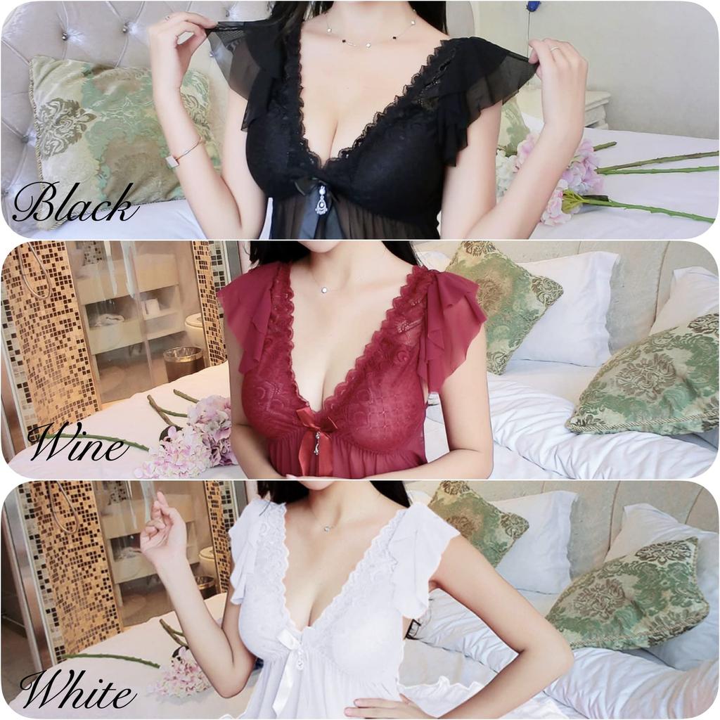 Сексуальное нижнее белье Babydoll большого размера, нижнее белье, ночное белье, вино [ADOSSY] женское (XXL, Красный)